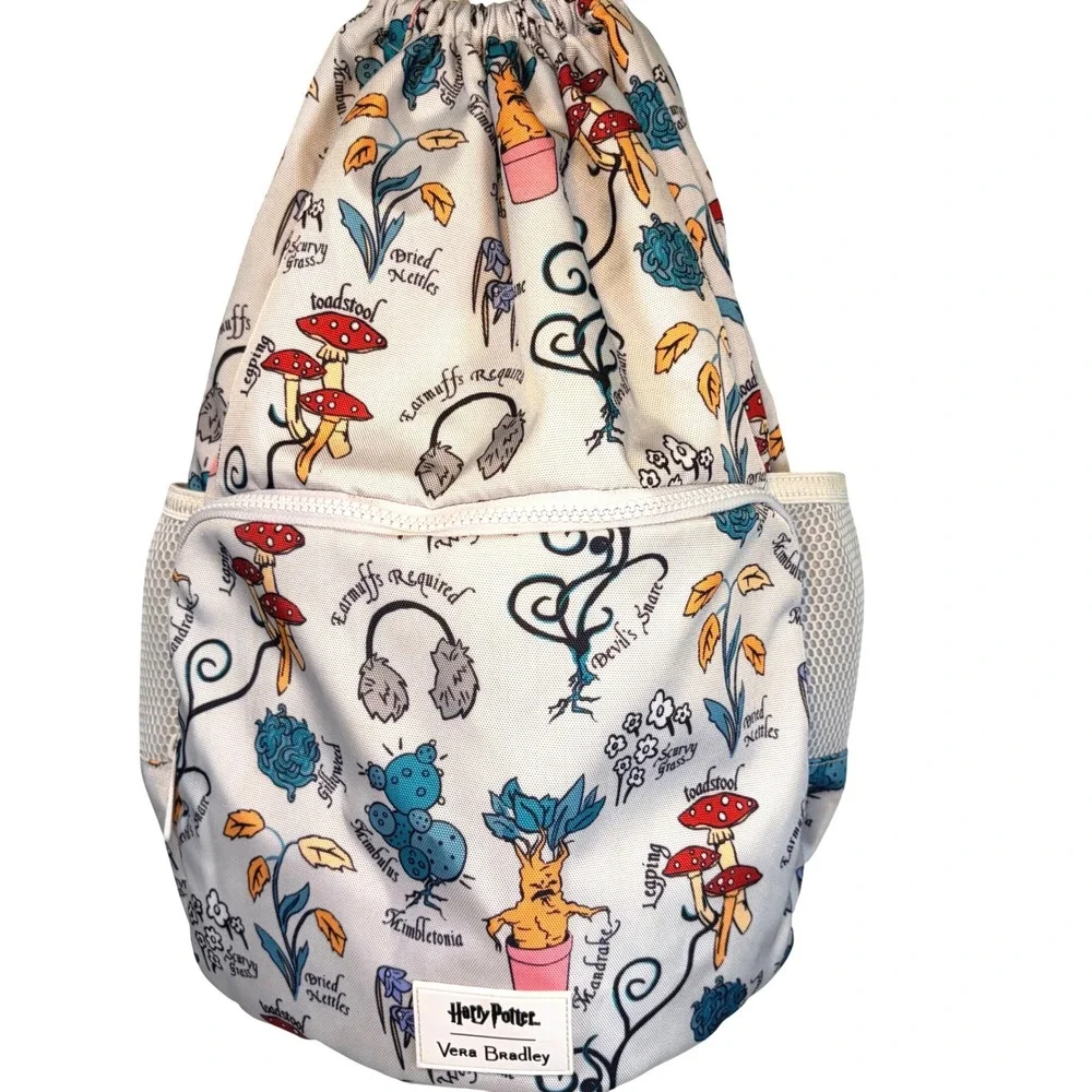 Vera Bradley Harry Potter Herbology 2020 White Drawstring Backpack